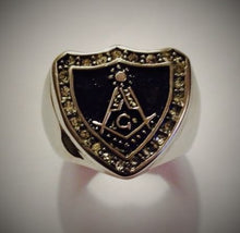 Load image into Gallery viewer, Stainless Steel Masonic Ring With CZ