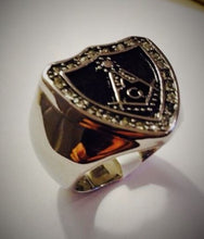 Load image into Gallery viewer, Stainless Steel Masonic Ring With CZ