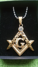 Load image into Gallery viewer, Masonic Diamante Square &amp; Compasses Pendant
