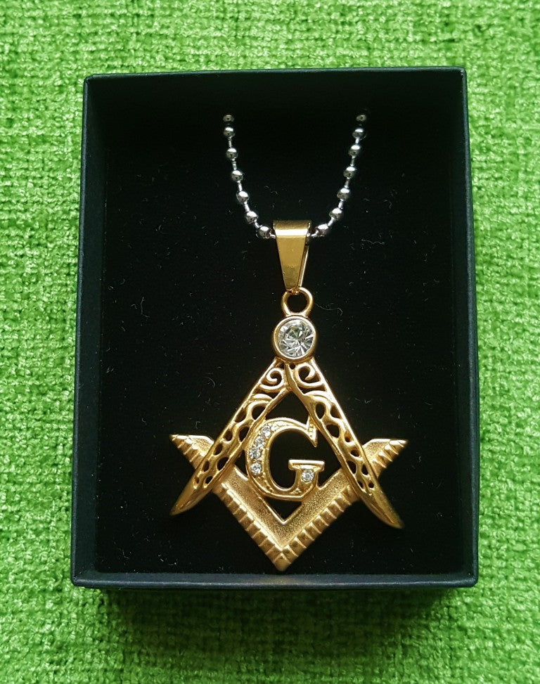 Masonic Diamante Square & Compasses Pendant