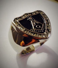 Load image into Gallery viewer, Stainless Steel Masonic Ring With CZ
